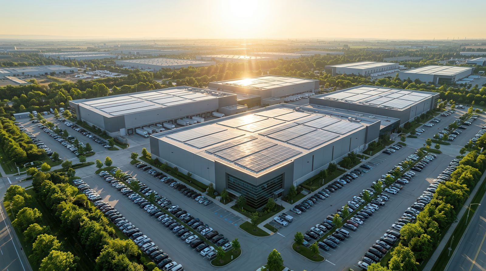Aerial view of Jessup, MD warehouse and distribution center district near Route 1